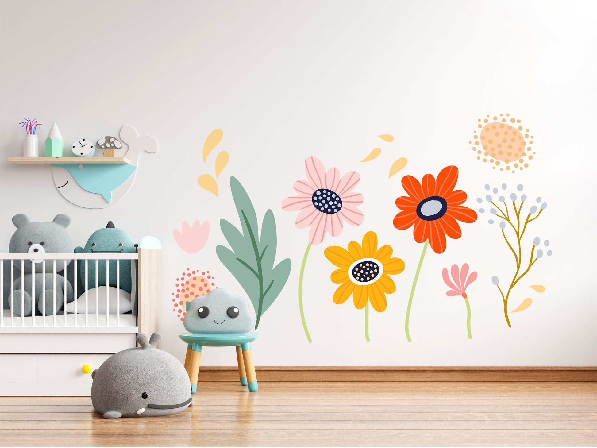 Blumen – Walls (Wandsticker/Wandtattoo) Mural Bunte