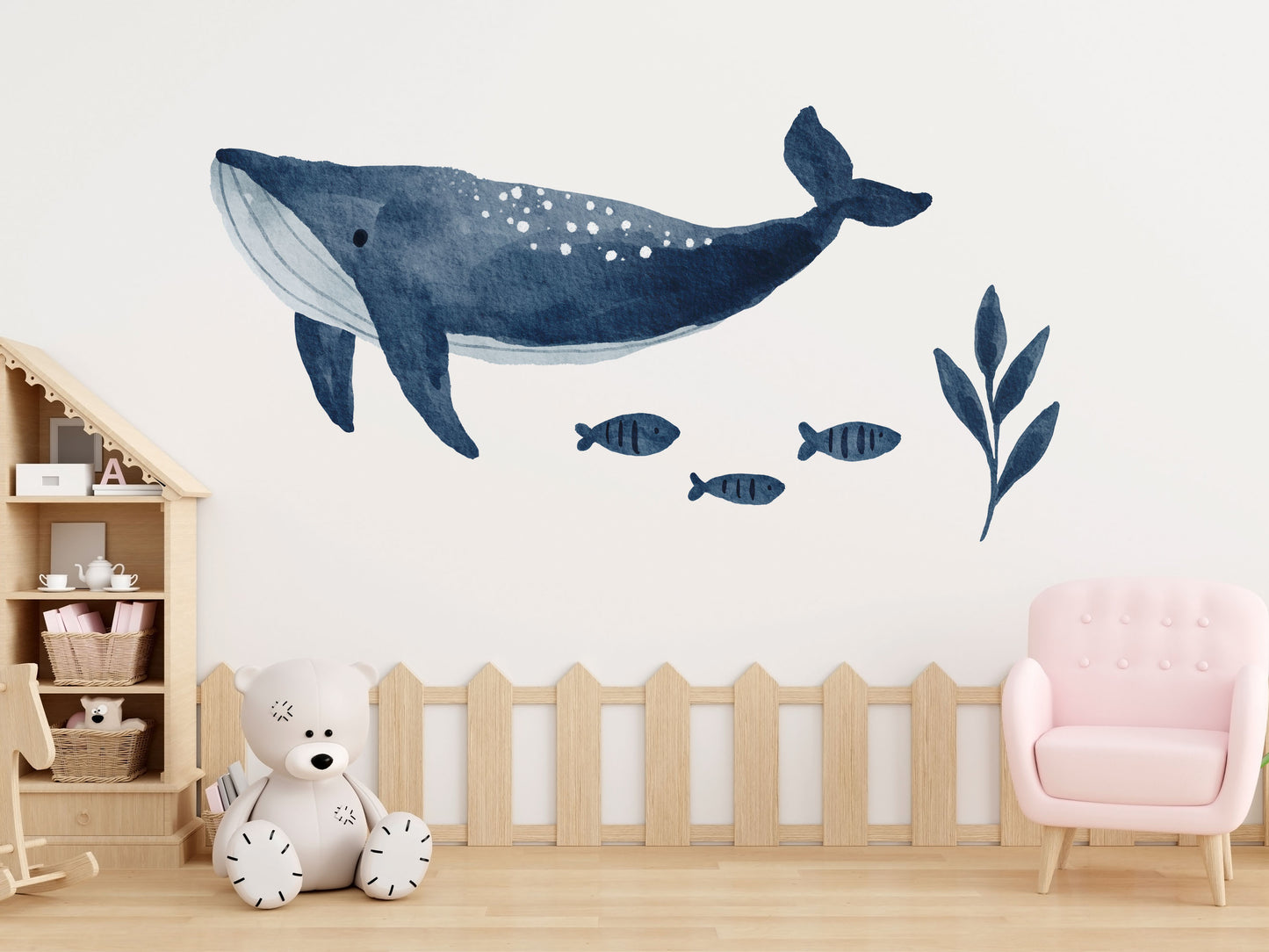 Unterwasserwelt: Buckelwal und Fische (Wandsticker/Wandtattoo) Walls Mural –