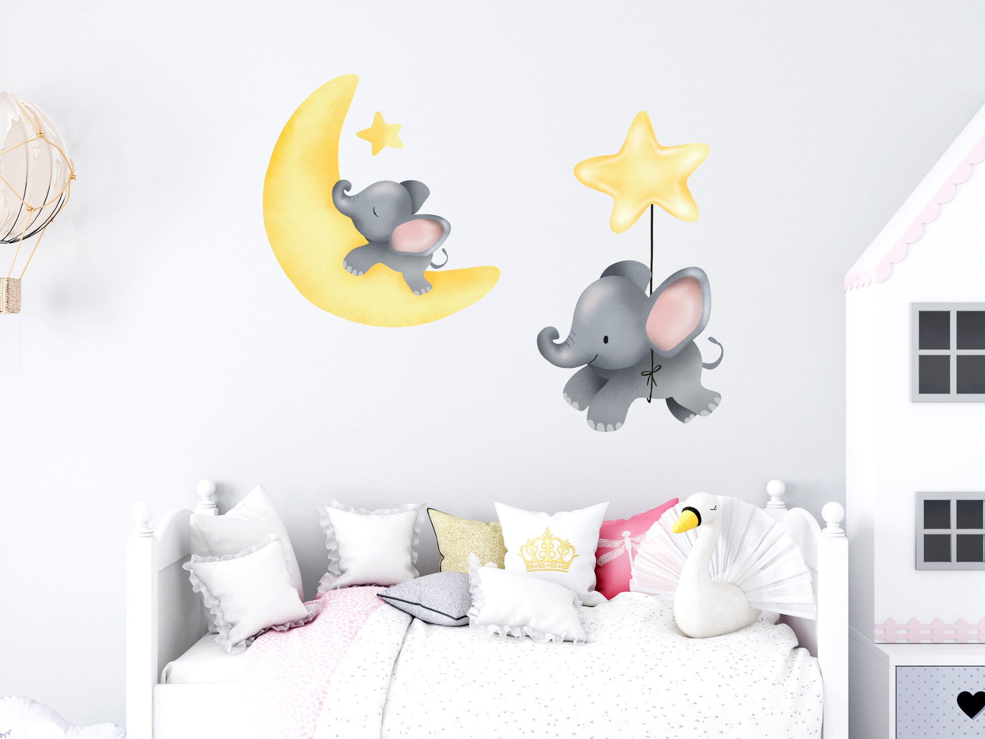 Elefanten Süße am Nachthimmel Elefant: Mural (Wandsticker/Wandtattoo) Baby – Walls
